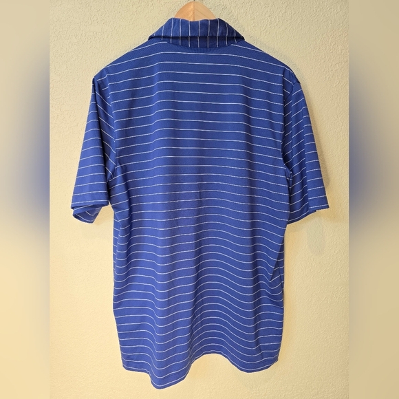 Land End Striped Polo Shirt Short Sleeve Rapid Dry Size Medium Blue - Picture 2 of 8